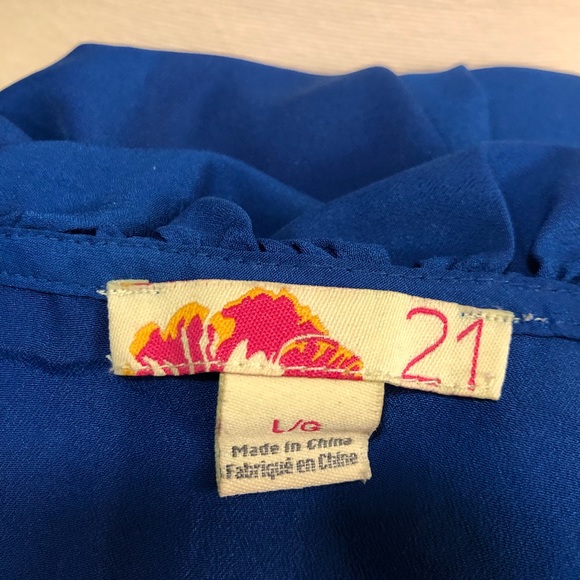 Forever 21 Blue Ruffle Blouse - Picture 3 of 4